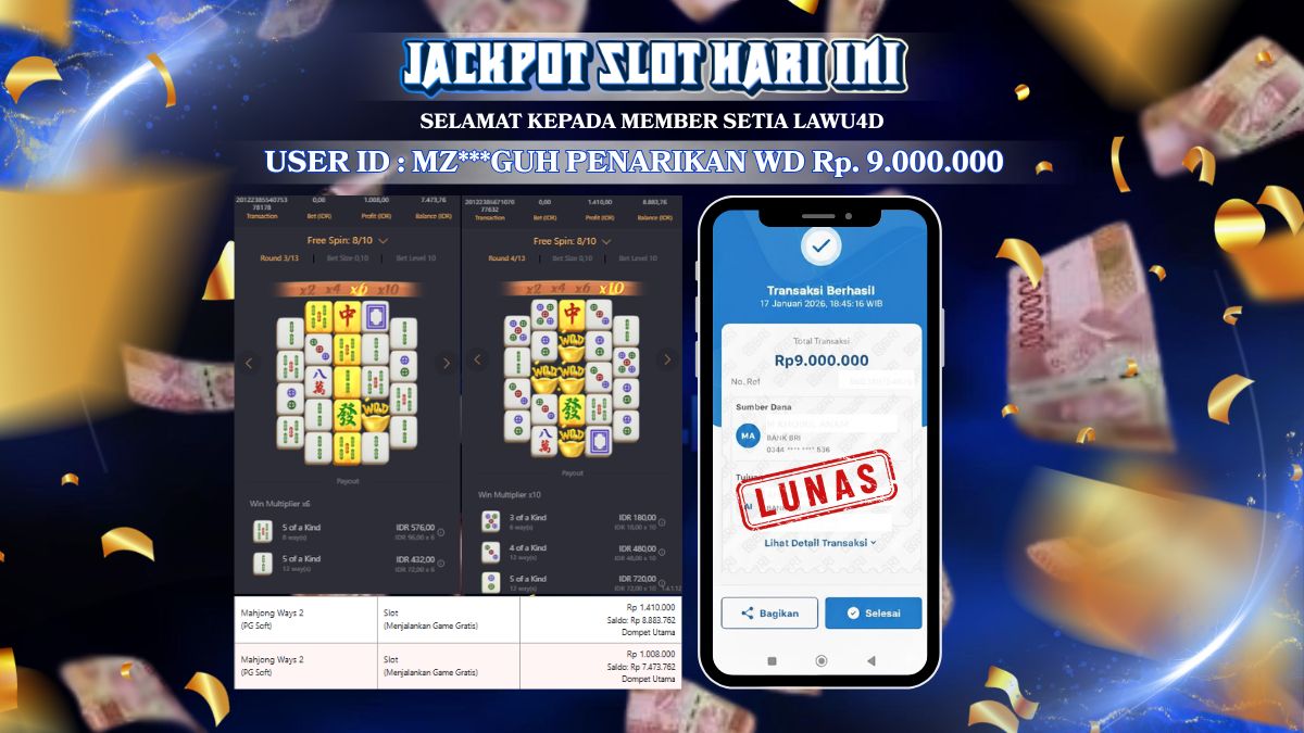 Jackpot Mahjong Ways 2 Berhasil Dibayar Secara Lunas Sebesar Rp 9.000.000