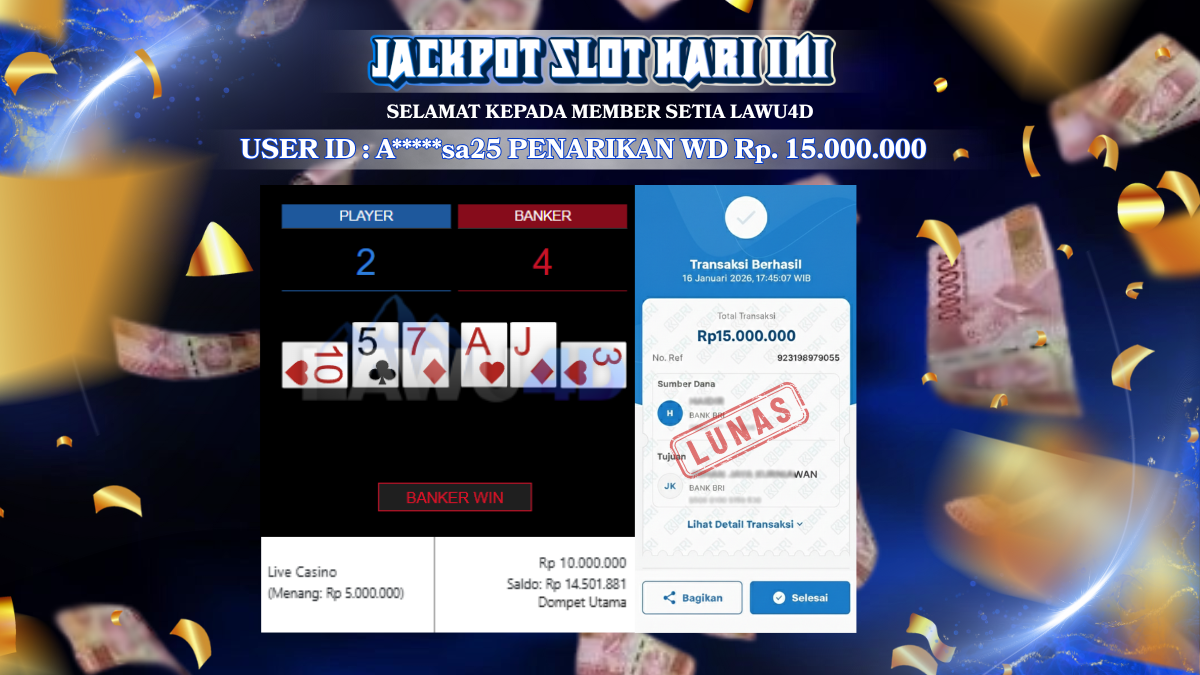 Jackpot Sexy Casino Baccarat Classic Berhasil Dibayarkan Lunas Sebesar Rp 15.000.000