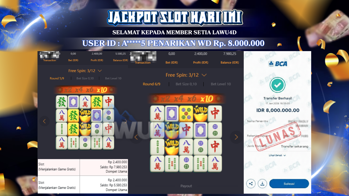 Jackpot Slot PG SOFT Mahjong Ways Berhasil Dibayarkan Lunas Sebesar Rp 8.000.000