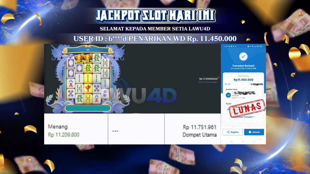 Jackpot Mahjong Wins 3 Dibayar Secara Lunas & Tuntas Rp. 11.450.000