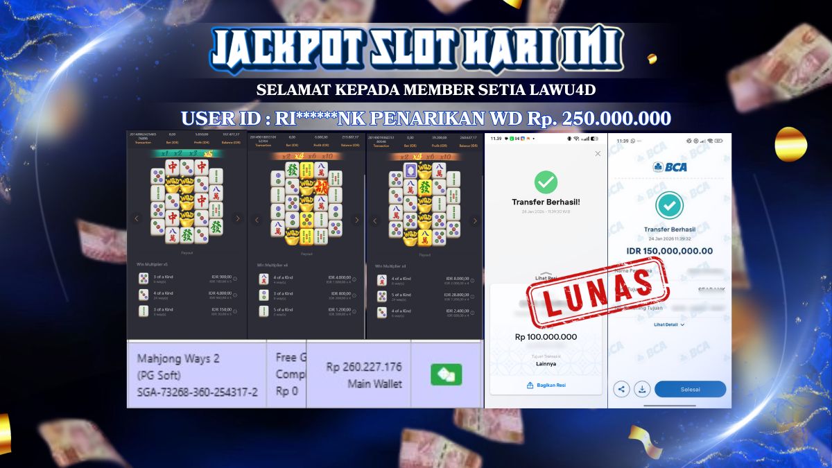 Jackpot BESAR MAHJONG WAYS 2 Wd Sudah Lunas & Tuntas Rp 250.000.000