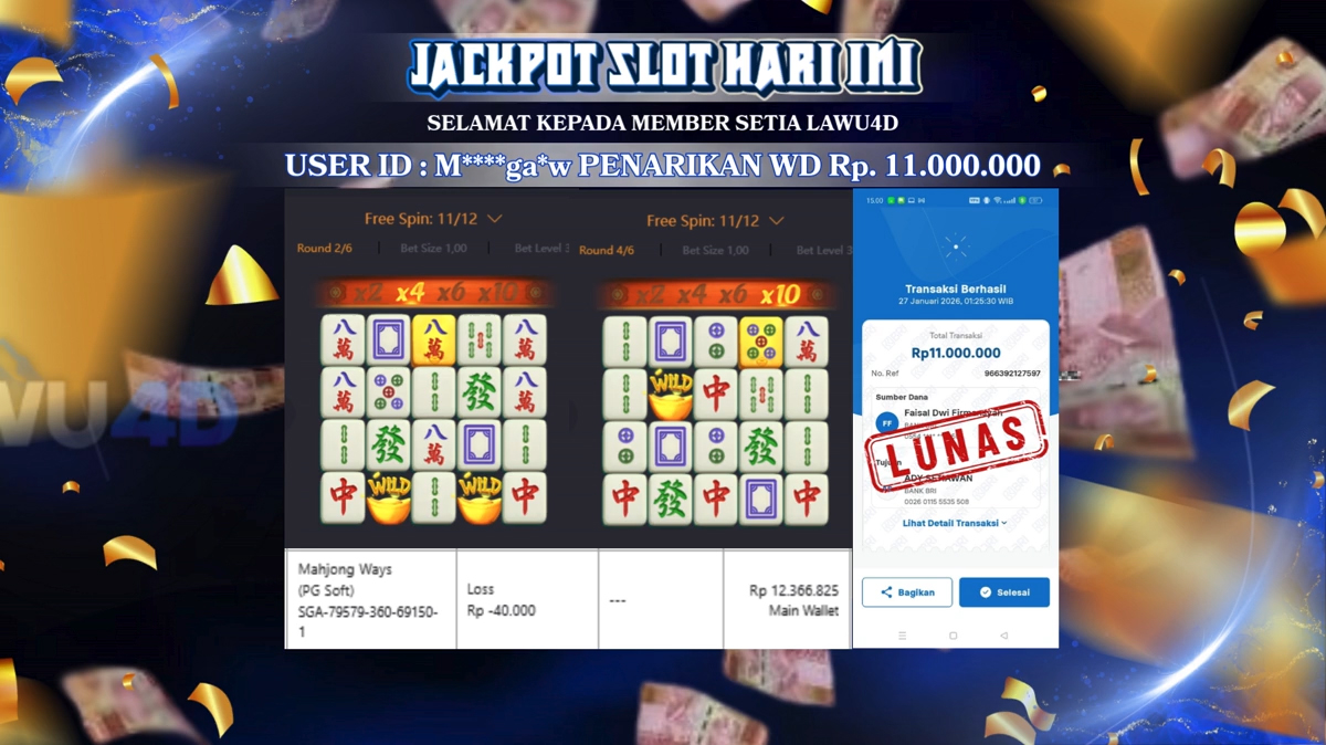 MAHJONG EROR 20x SPIN LANGSUNG WD 11.000.000 & LUNAS