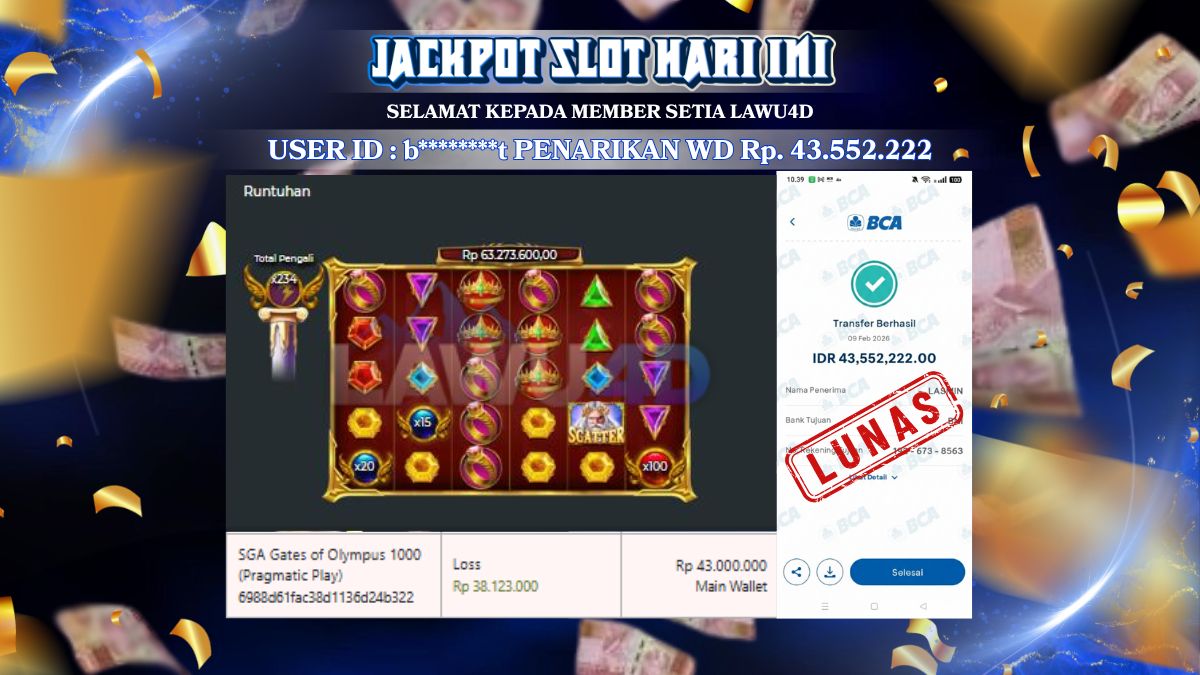 JACKPOT MEMBER GATE OF OLYMPUS MAXWIN lunas 43.552.222