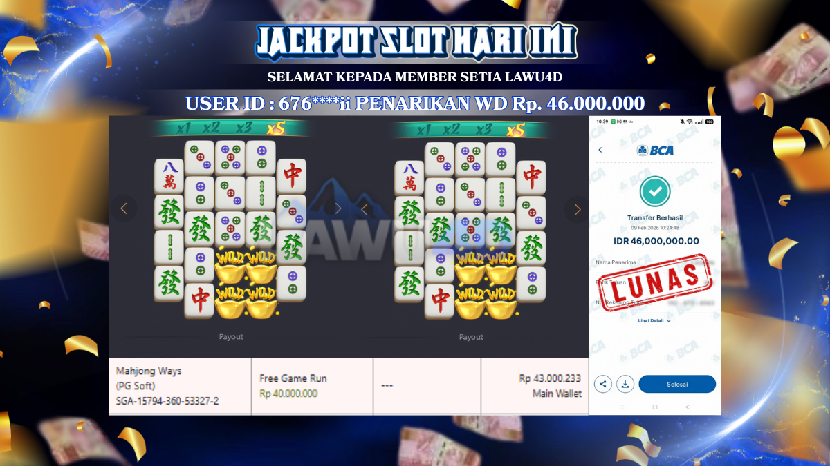 JACKPOT BESAR BOSKUUU DI LAWU4D Wd Sudah Lunas & Tuntas Rp 46.000.000