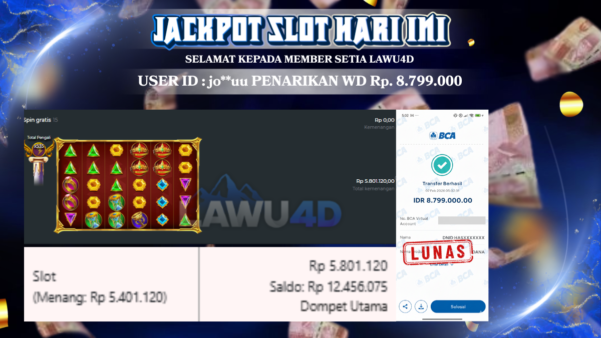 JACKPOT MANTAP JIWA BOSKU DI LAWU4D Wd Sudah Lunas & Tuntas Rp 8.799.000