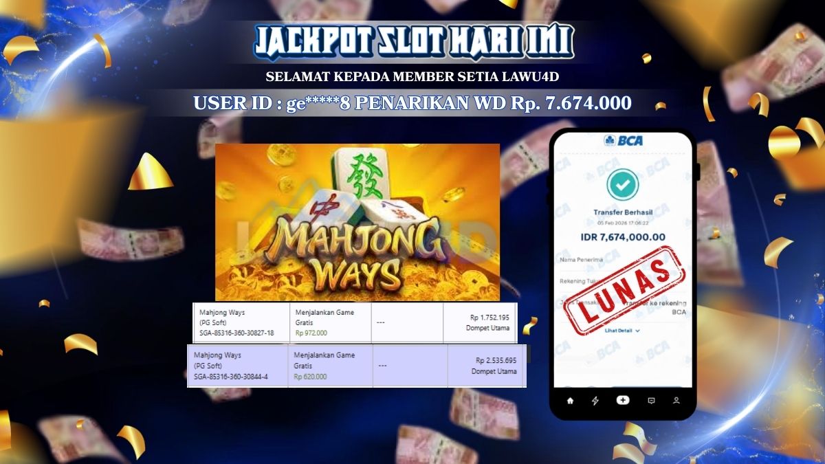 JACKPOT LAGI DI MAHJONG WAYS Wd Sudah Lunas & Tuntas Rp 7.674.000