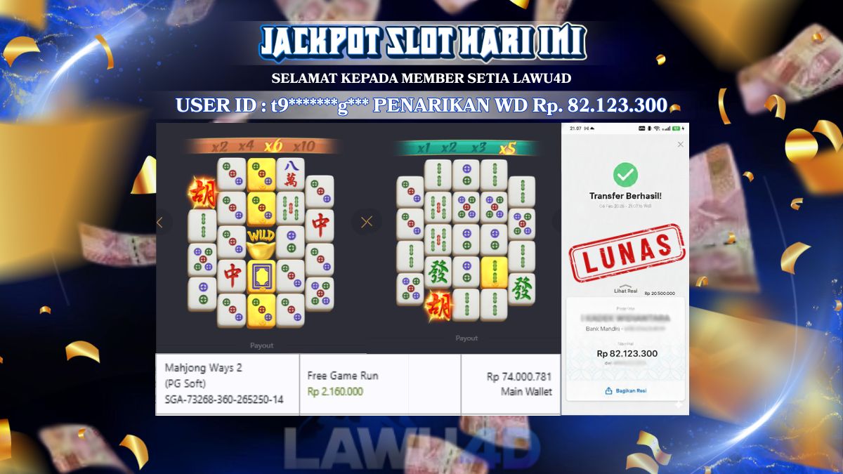 NEW MEMBER JACKPOT MAHJONG WAYS 82.000.000 WD LUNASS!!