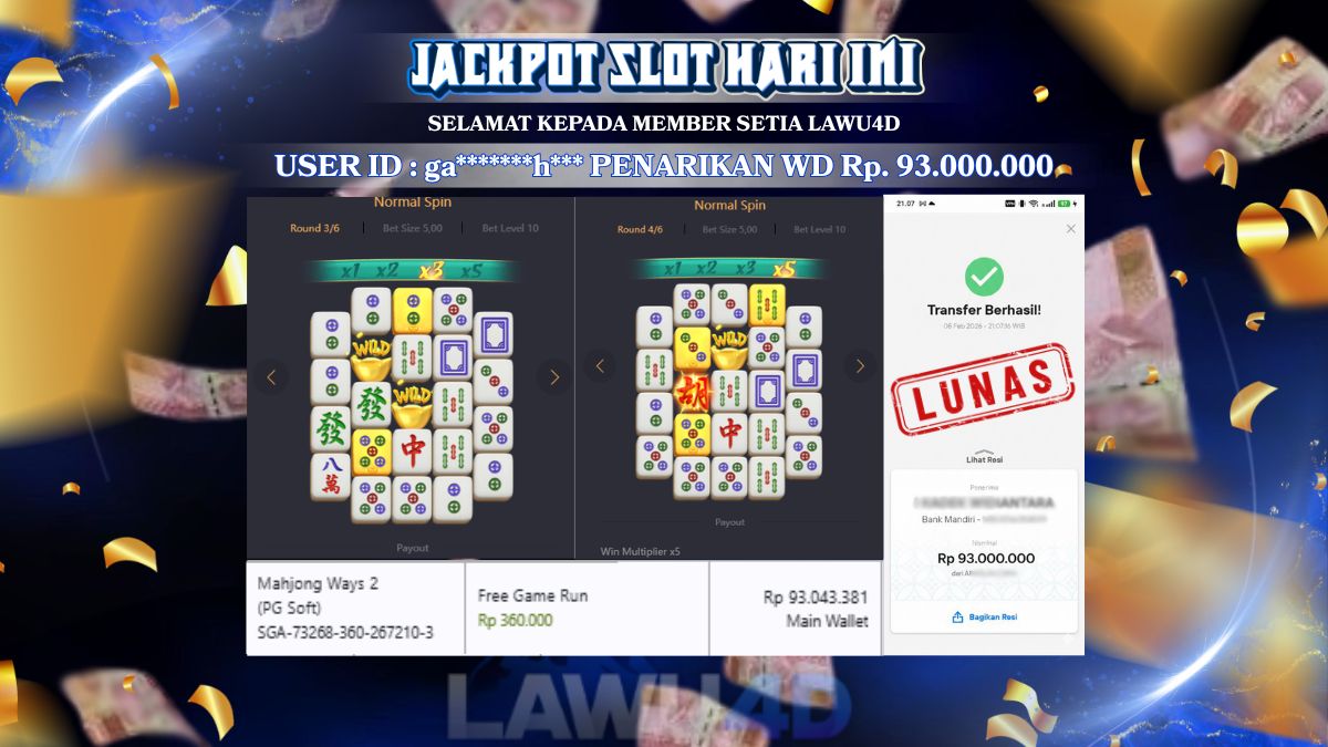 MENANG LAGI DI MAHJONG WAYS 2 Wd Sudah Lunas & Tuntas Rp 93.000.000