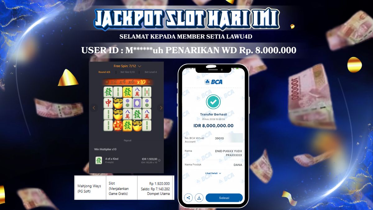 JACKPOT MEMBER MAHJONG WAYS lunas 8.000.000