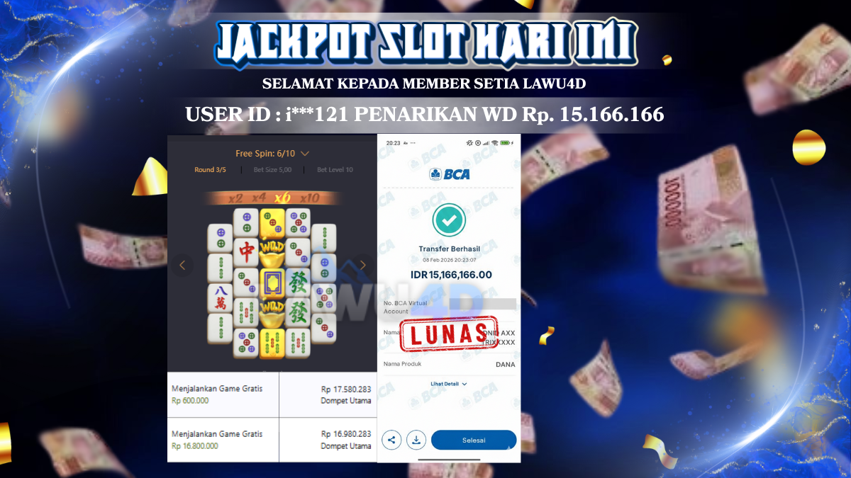 JACKPOT MANTAP JIWA BOSKU DI LAWU4D Wd Sudah Lunas & Tuntas Rp 15.166.166