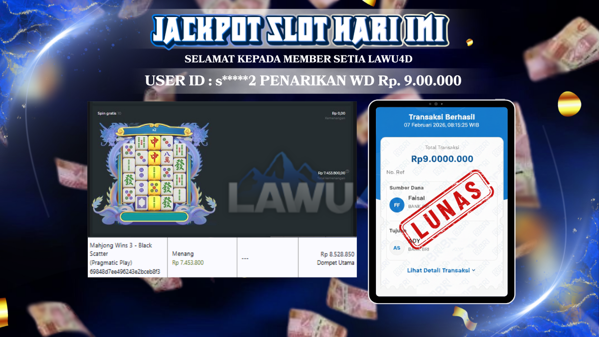 MENANG LAGI DI MAHJONG WINS 3 Wd Sudah Lunas & Tuntas Rp. 9.000.000