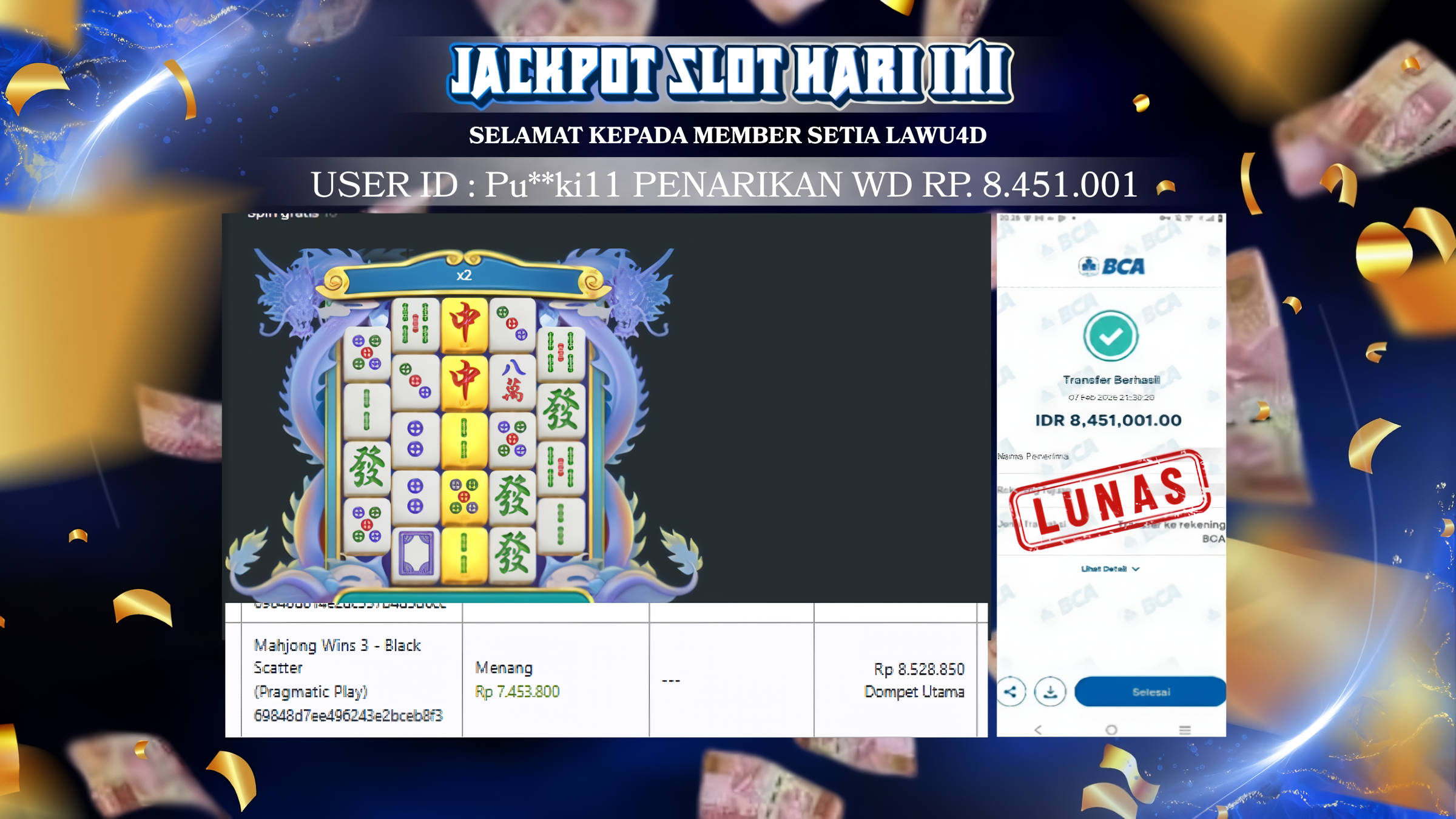 MENANG BANYAK BOSKU DI LAWU4D Wd Sudah Lunas & Tuntas Rp 8.451.001